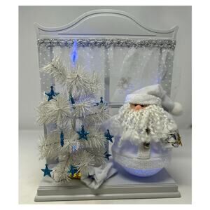 Avon‎ Santa Lighted Window Display Decoration White Gold Silver Blue